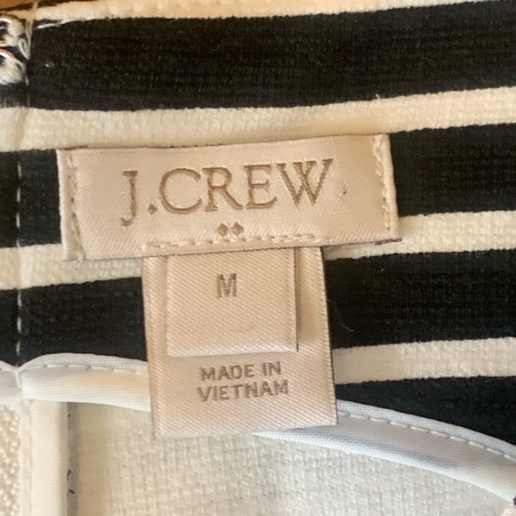 J. Crew Ponte Dress Medium Black and White Striped Fit & Flare Daybreak Mini zip - Picture 2 of 11